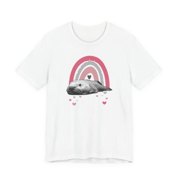 Boho Blobfish Rainbow Unisex T-Shirt in Grayscale, Cute Fish Tee, Boho Rainbow with Blobfish Tee, Fun Summer Shirt, Unusually Unique Shirt - Image 3