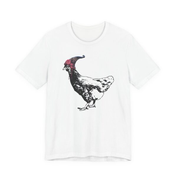 Pixie Chicken Unisex Cotton Tee, Funny Vintage Tee for Farmers, Bird Lover Gift, Humorous Black and White Animal Shirt, Quirky Gift Idea - Image 3