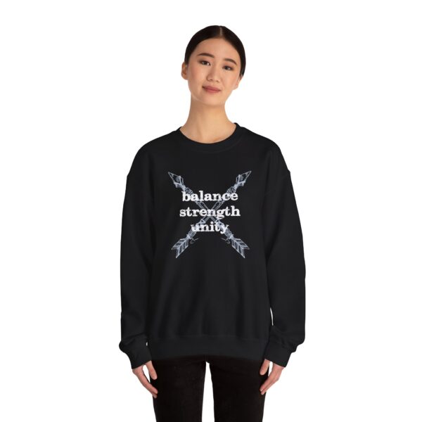 Balance, Strength, Unity Sweatshirt - Unisex Crewneck, Motivational Apparel, Affirmation and Mindfulness Shirt, Inspirational Arrow Gift - Image 3