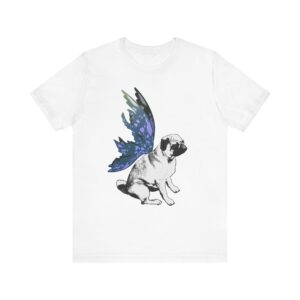 Fairy Pug Unisex T-Shirt,  Animal Lover Shirt, Unique T-Shirt for Dog Owners, Whimsical Fairy Wing Dog Tee, Cute Pet Lover Gift