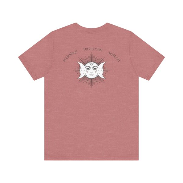 Beginnings, Fulfillment, Wisdom Relaxed-Fit - Back of Shirt Design, Triple Moon T-Shirt, Triple Goddess Graphic Tee, Unisex Festival Wear - Image 6