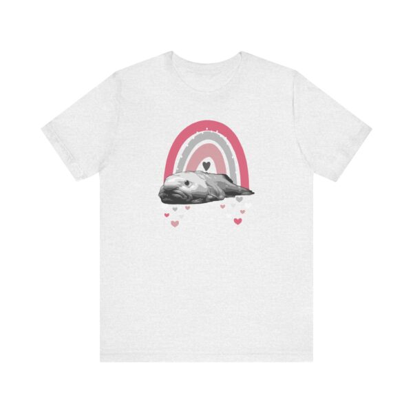 Boho Blobfish Rainbow Unisex T-Shirt in Grayscale, Cute Fish Tee, Boho Rainbow with Blobfish Tee, Fun Summer Shirt, Unusually Unique Shirt - Image 5