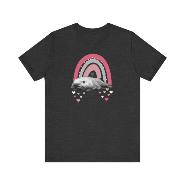 Boho Blobfish Rainbow Unisex T-Shirt in Grayscale, Cute Fish Tee, Boho Rainbow with Blobfish Tee, Fun Summer Shirt, Unusually Unique Shirt - Image 9