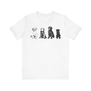 The Labrador Rainbow Unisex T-Shirt in Black and White, Relaxed Fit, Cute Puppy Tee, Perfect Gift for Dog Owners, Animal Rescue Supporters