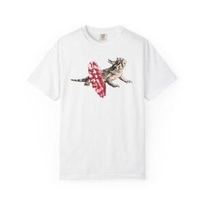 Dancing Horned Lizard Relaxed Fit T-Shirt, Whimsical Animal Graphic Tee, Playful T-Shirt for Nature Lovers, Casual Cotton Wear, Eco-Friendly