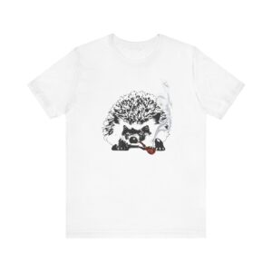 Grandpa Hedgehog Unisex T-Shirt, Fun Animal Tee, Pipe-Smoking Hedgehog, Gift for Hedgehog Lovers, Unique Relaxed-Fit Animal Shirt