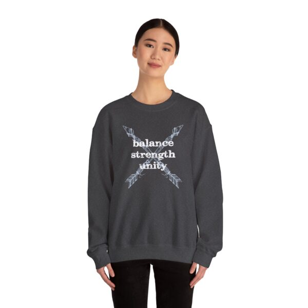 Balance, Strength, Unity Sweatshirt - Unisex Crewneck, Motivational Apparel, Affirmation and Mindfulness Shirt, Inspirational Arrow Gift - Image 6
