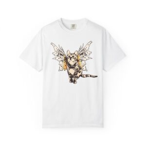 Fairy Kitty Relaxed Fit T-Shirt, Cute Animal Tee, Fantasy and Cat Lover Gift, Magical Fairy Wings Shirt, Unique Graphic Shirt, Eco-Friendly