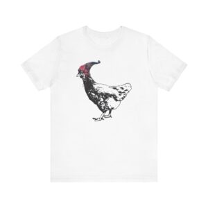 Pixie Chicken Unisex Cotton Tee, Funny Vintage Tee for Farmers, Bird Lover Gift, Humorous Black and White Animal Shirt, Quirky Gift Idea