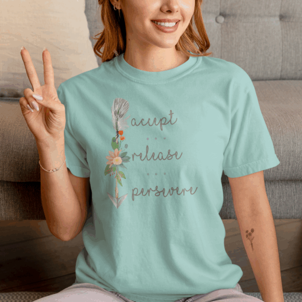 Accept, Release, Persevere - Down Arrow Mediumweight T-Shirt
