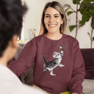 Baseball Kitten Crewneck Sweatshirt
