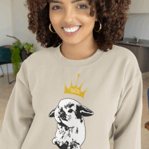 Grumpy Bunny with Crown Crewneck Sweatshirt