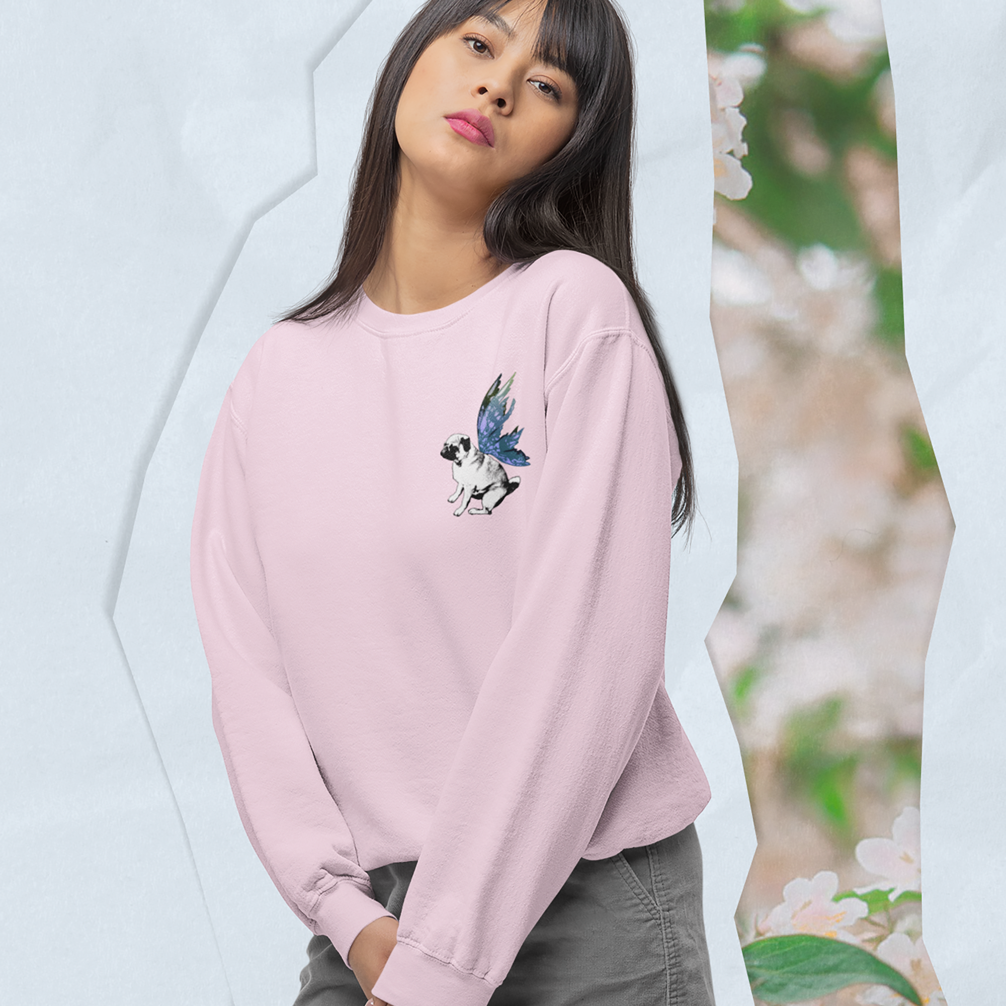Fairy Pug Crewneck Sweatshirt