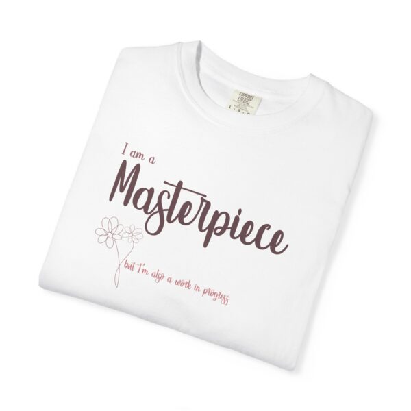 I am a Masterpiece Heavyweight T-Shirt, Floral Text - Image 4