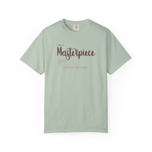 I am a Masterpiece Heavyweight T-Shirt, Floral Text - Image 12