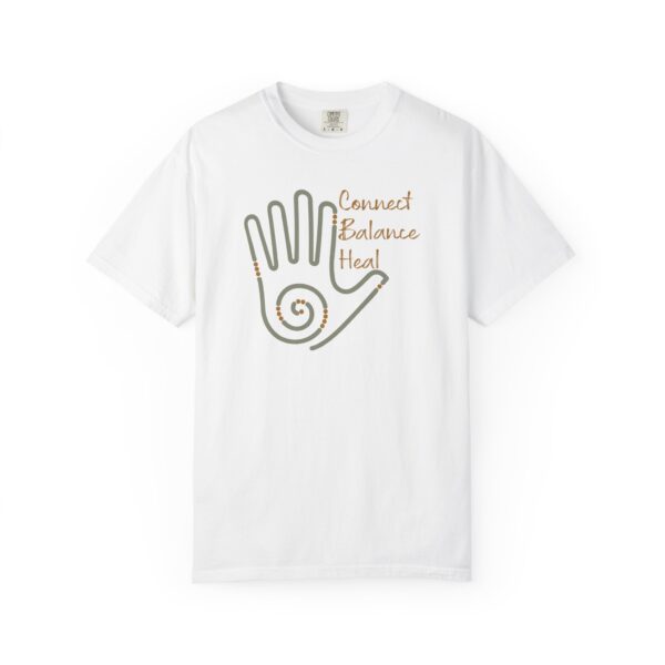 Connect, Balance, Heal - Reiki Hand Heavyweight T-Shirt - Image 3