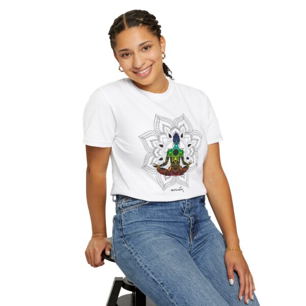 Serenity - Chakra Mandala Heavyweight Tee with Female Silhouette - Image 6