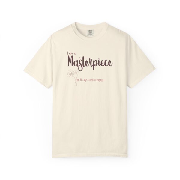 I am a Masterpiece Heavyweight T-Shirt, Floral Text - Image 7