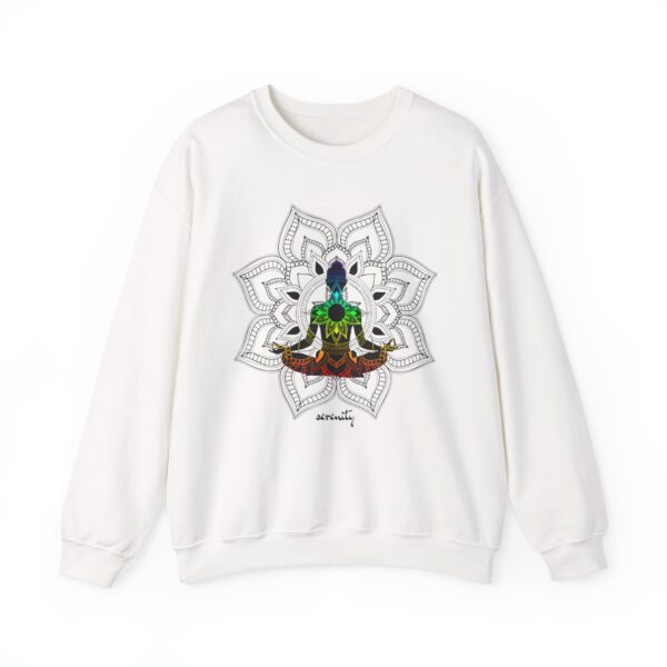 Serenity - Chakra Mandala Crewneck Sweatshirt, Female Silhouette - Image 3