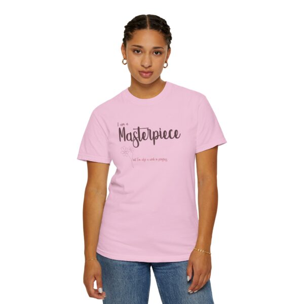 I am a Masterpiece Heavyweight T-Shirt, Floral Text - Image 23
