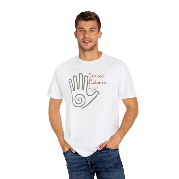 Connect, Balance, Heal - Reiki Hand Heavyweight T-Shirt - Image 5