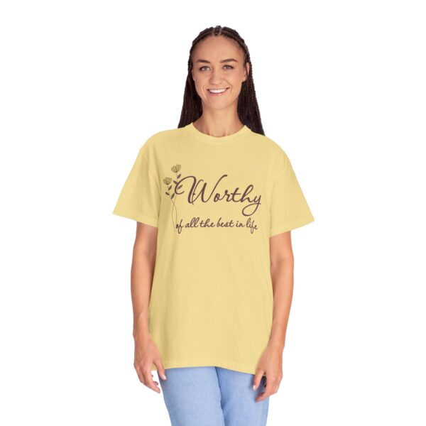 Worthy of All The Best in Life Heavyweight T-Shirt - Floral Text - Image 14
