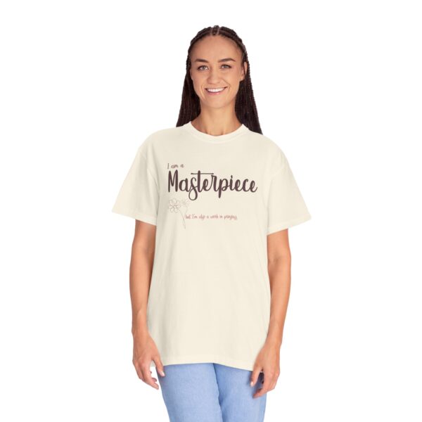 I am a Masterpiece Heavyweight T-Shirt, Floral Text - Image 10