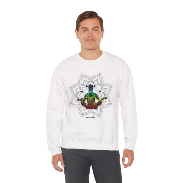 Serenity - Chakra Mandala Crewneck Sweatshirt, Male Silhouette - Image 6