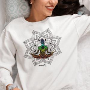 Serenity - Chakra Mandala Crewneck Sweatshirt, Female Silhouette