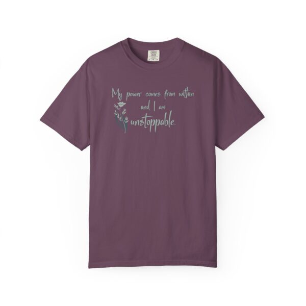 I am Unstoppable Heavyweight T-Shirt - Floral Text - Image 3