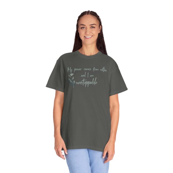 I am Unstoppable Heavyweight T-Shirt - Floral Text - Image 15