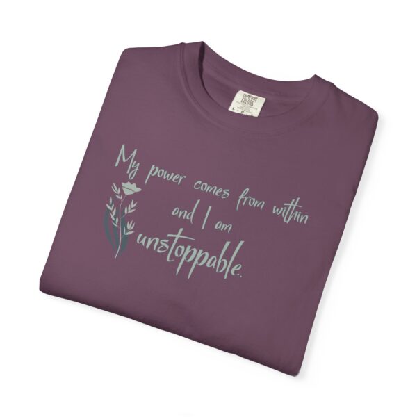 I am Unstoppable Heavyweight T-Shirt - Floral Text - Image 4