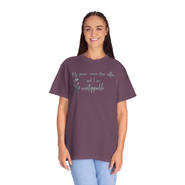 I am Unstoppable Heavyweight T-Shirt - Floral Text - Image 6