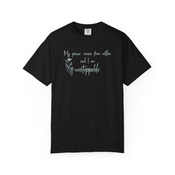 I am Unstoppable Heavyweight T-Shirt - Floral Text - Image 7