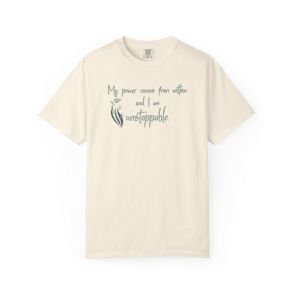 I am Unstoppable Heavyweight T-Shirt - Floral Text - Image 20