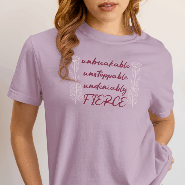 Unbreakable Unstoppable Undeniably Fierce Heavyweight Tee, Floral